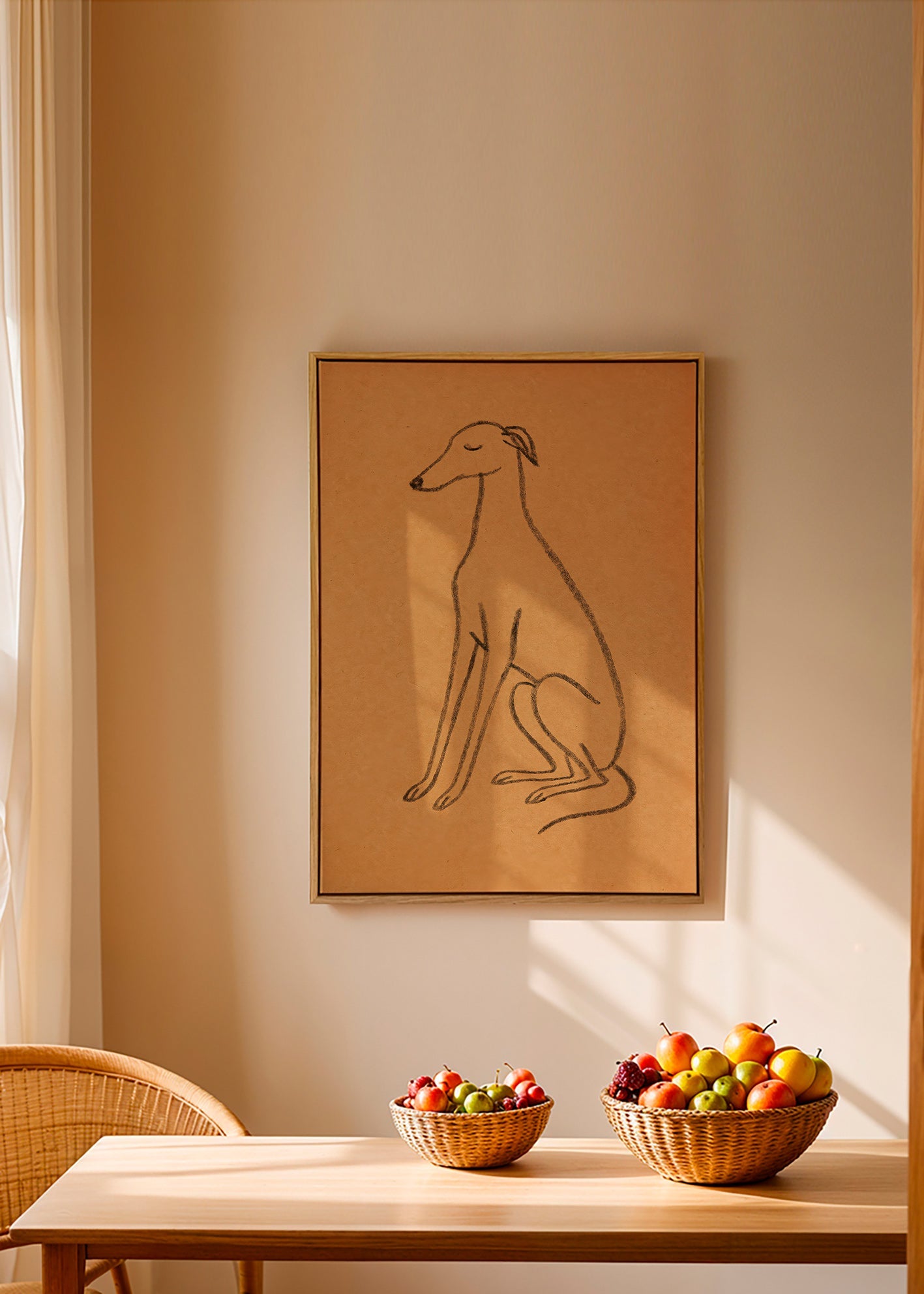 Cuadro silueta de galgo en línea minimal – Canvas2