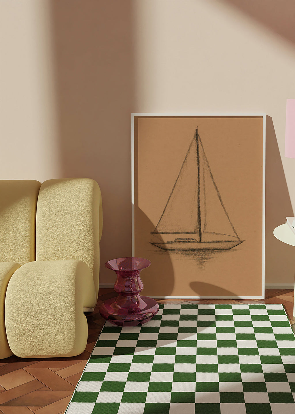 Cuadro en blanco y negro: velero en carboncillo – Product2