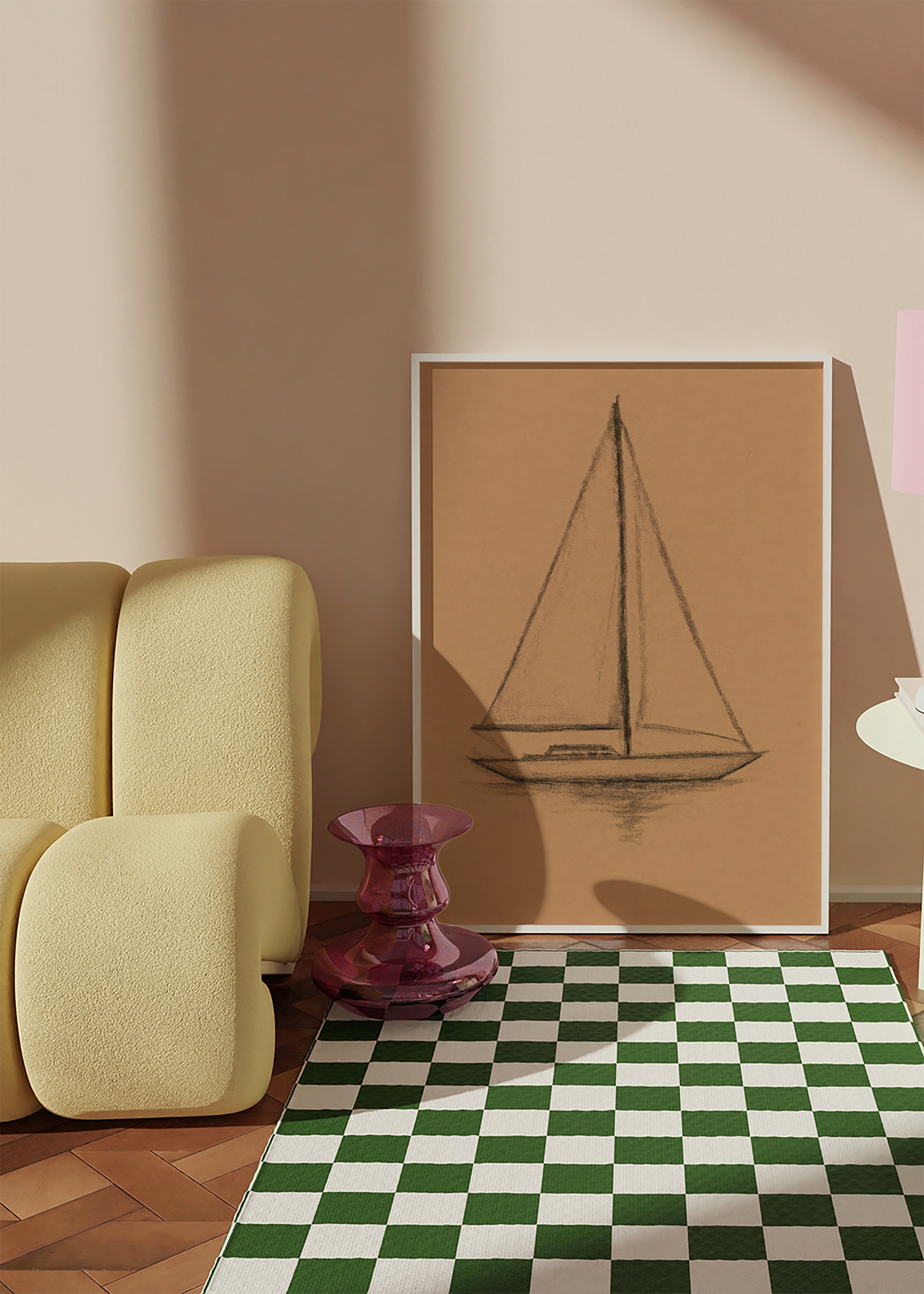 Cuadro en blanco y negro: velero en carboncillo – Product2