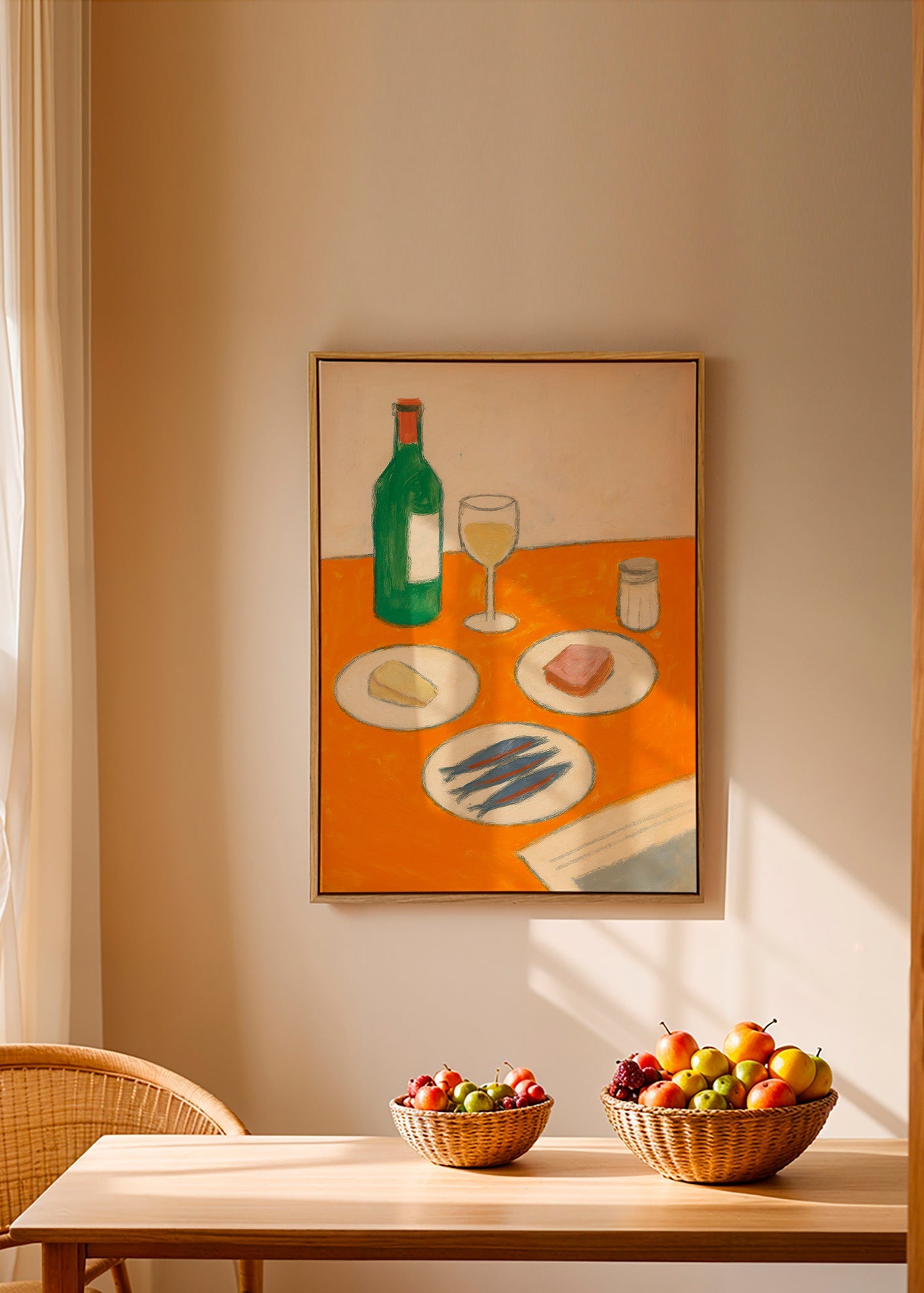 Cuadro de cocina con sardinas y copa de vino – Canvas1