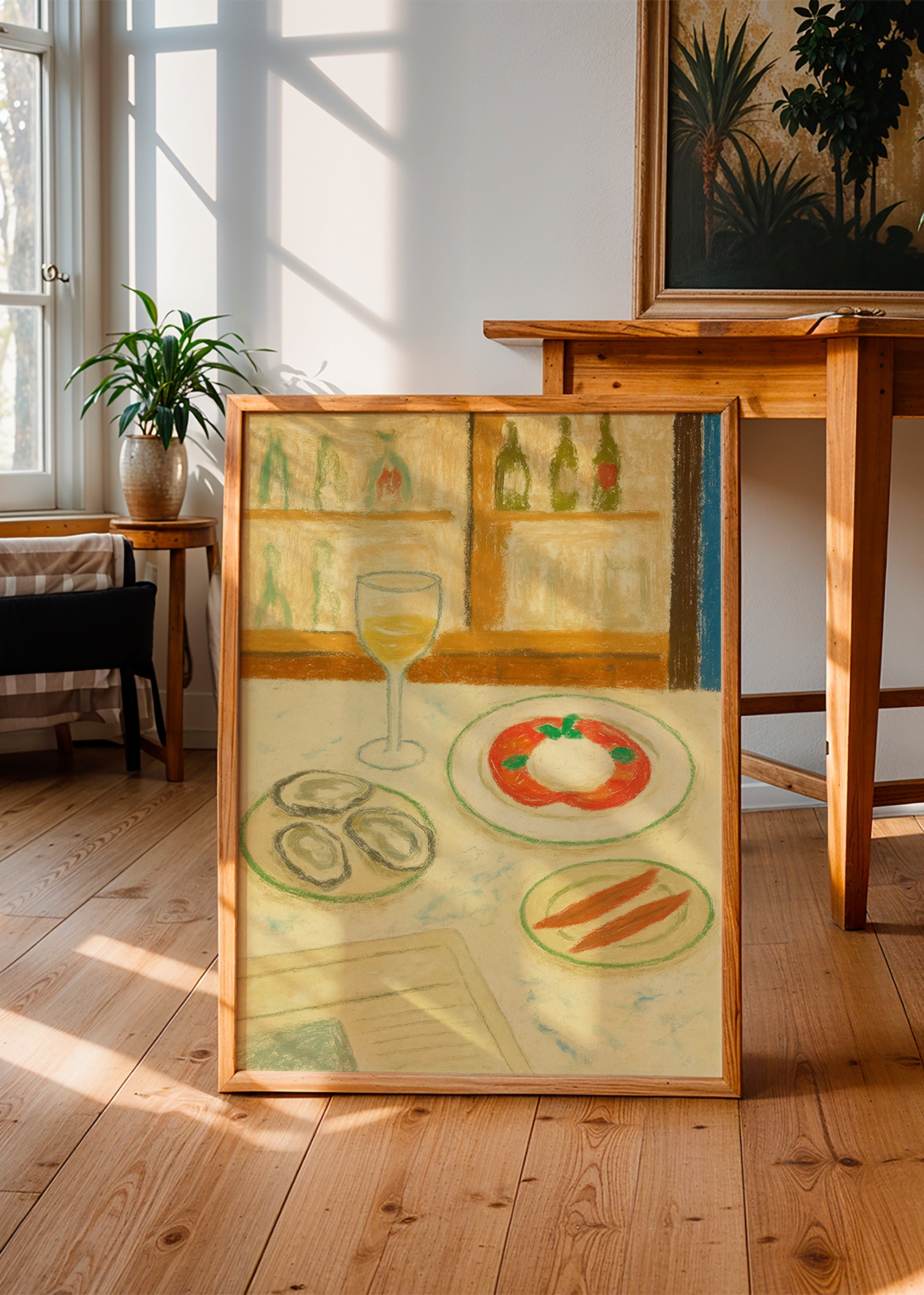 Cuadro de cocina: burrata y ostras en estilo pastel – Product3