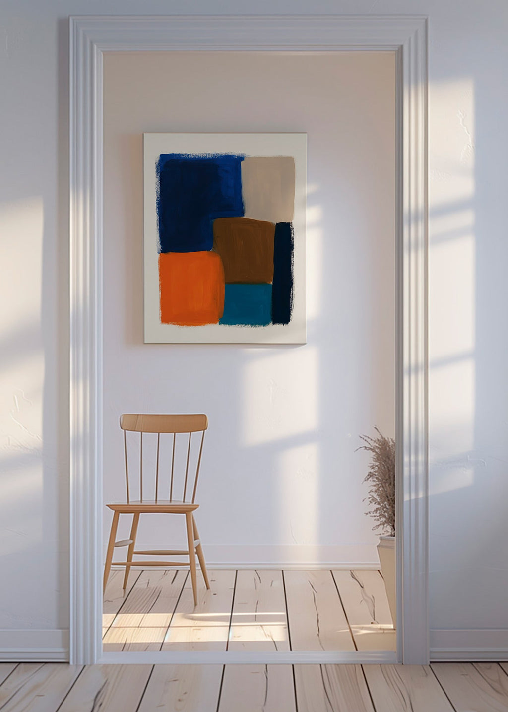 Cuadro abstracto de bloques marinos y cálidos – Canvas