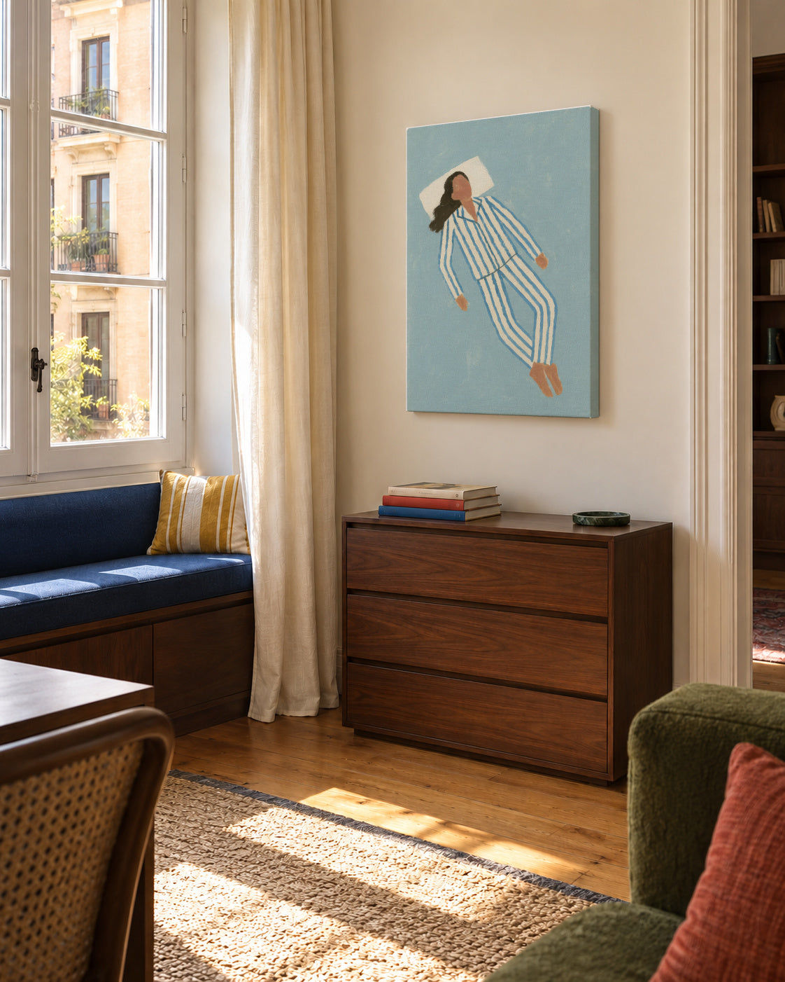 Sunday Slumber II - Unframed canvas in an interior