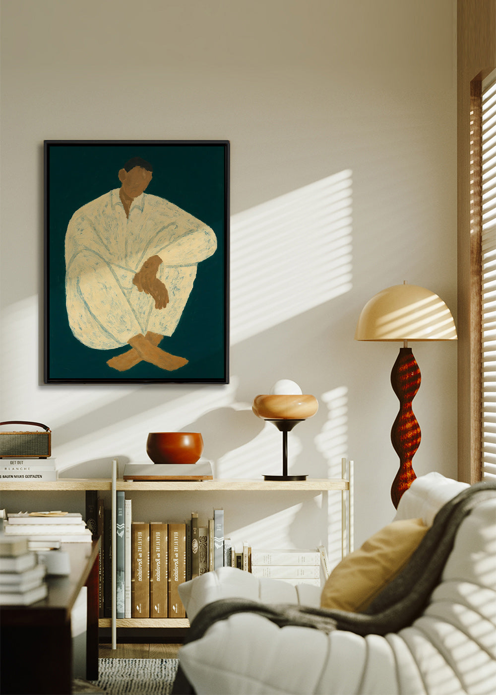 Ilustración de figura sentada en pose recogida – Canvas1