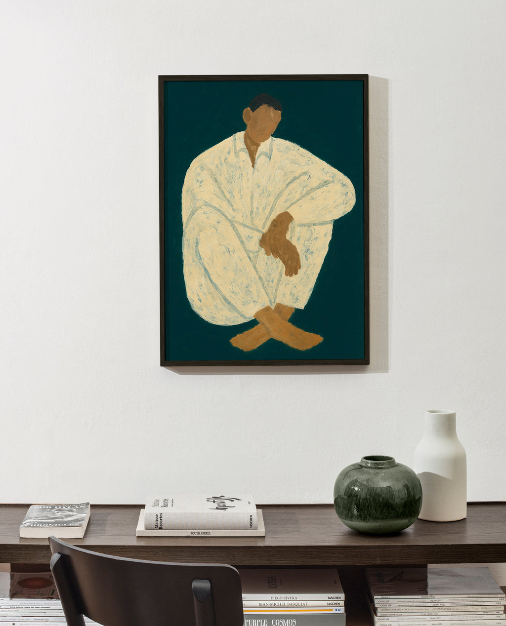 Ilustración de figura sentada en pose recogida – Product2