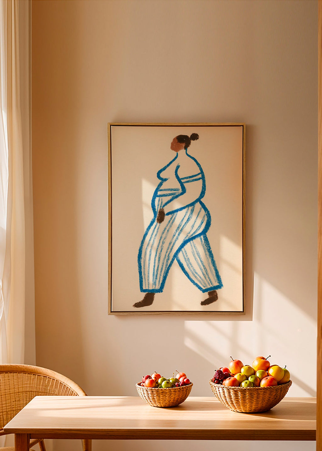 Ilustración figura caminando en líneas azules – Canvas2