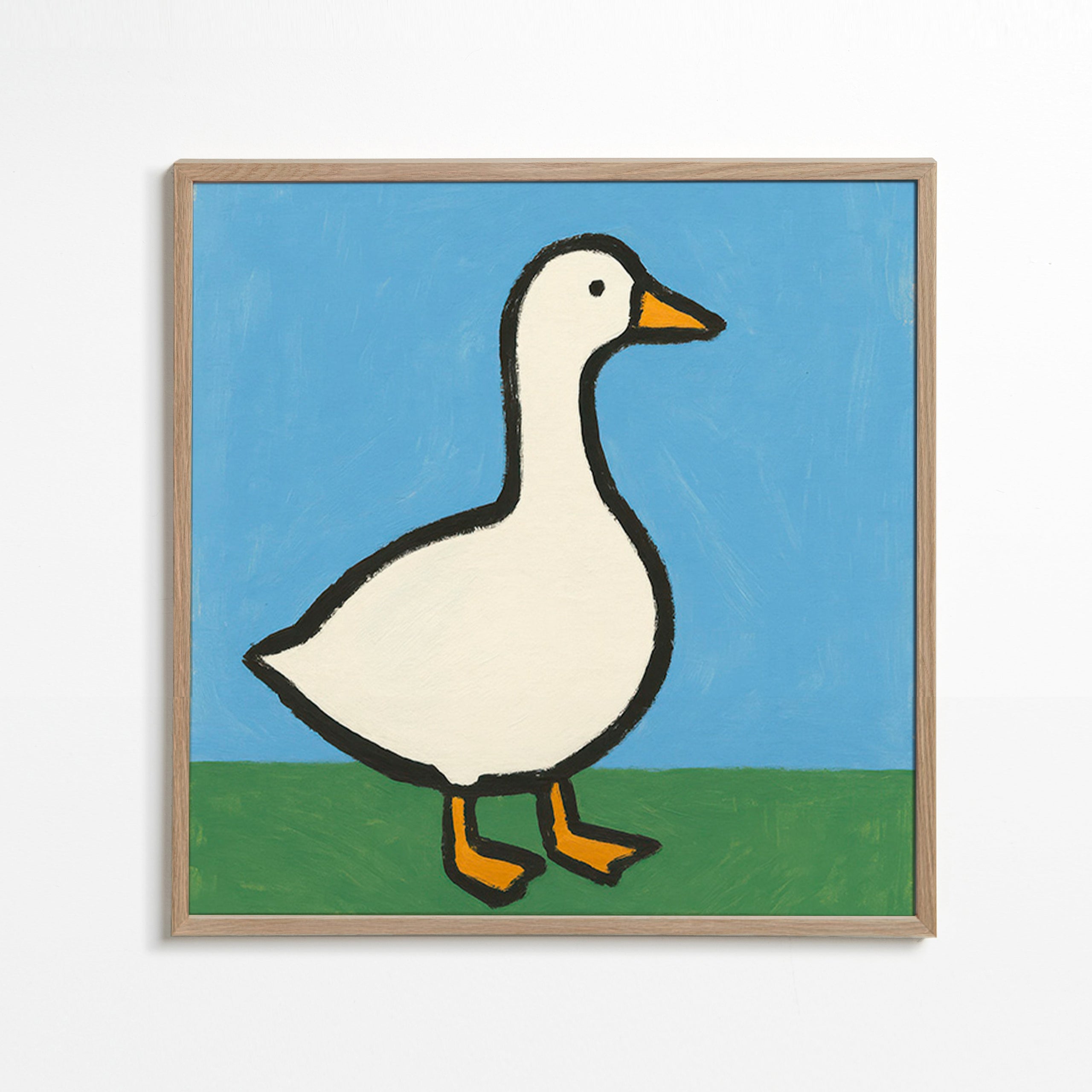 Cuadro ganso ilustrado – Oak Frame