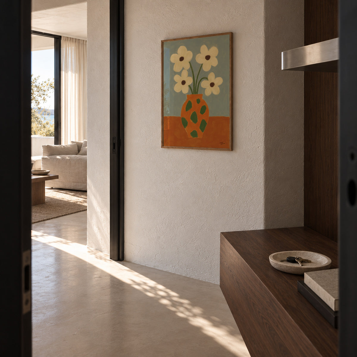 Green Speckled Vase - Framed poster in an interior