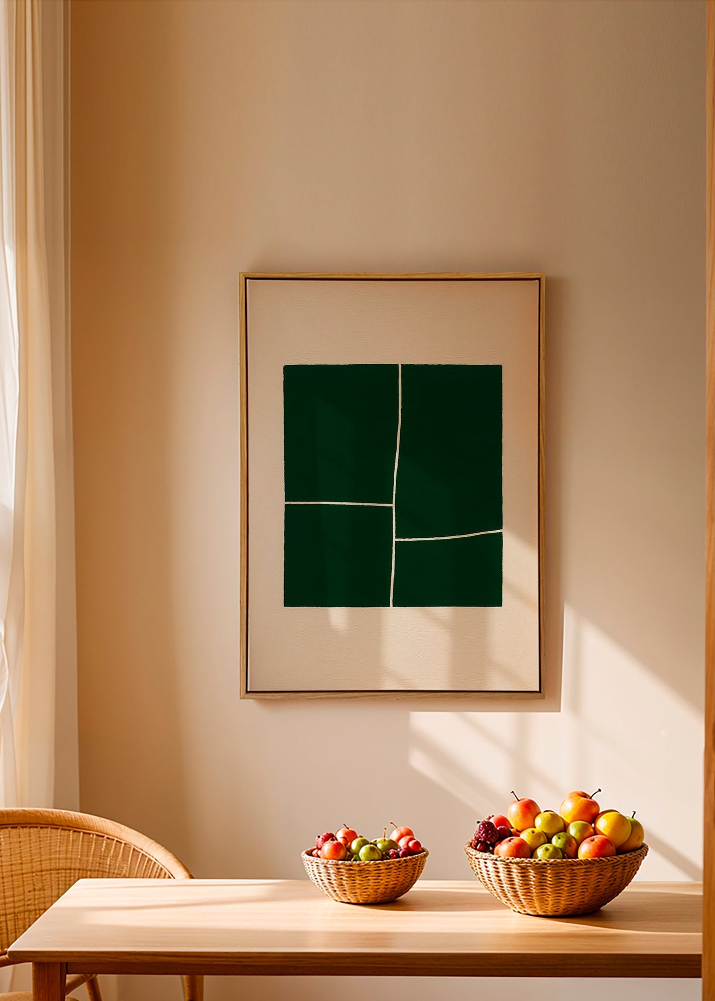 Cuadro abstracto con bloques verdes – Canvas1