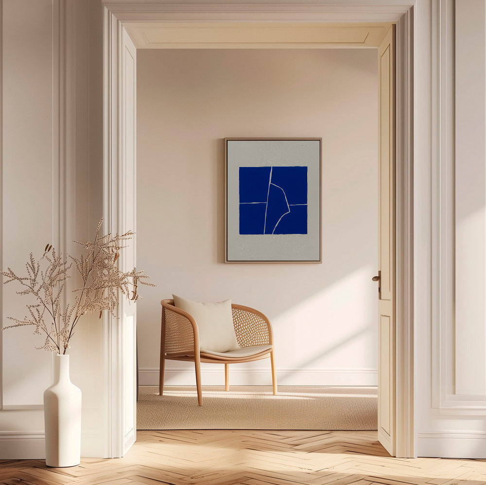 Cuadro abstracto azul con fractura geométrica – Canvas1