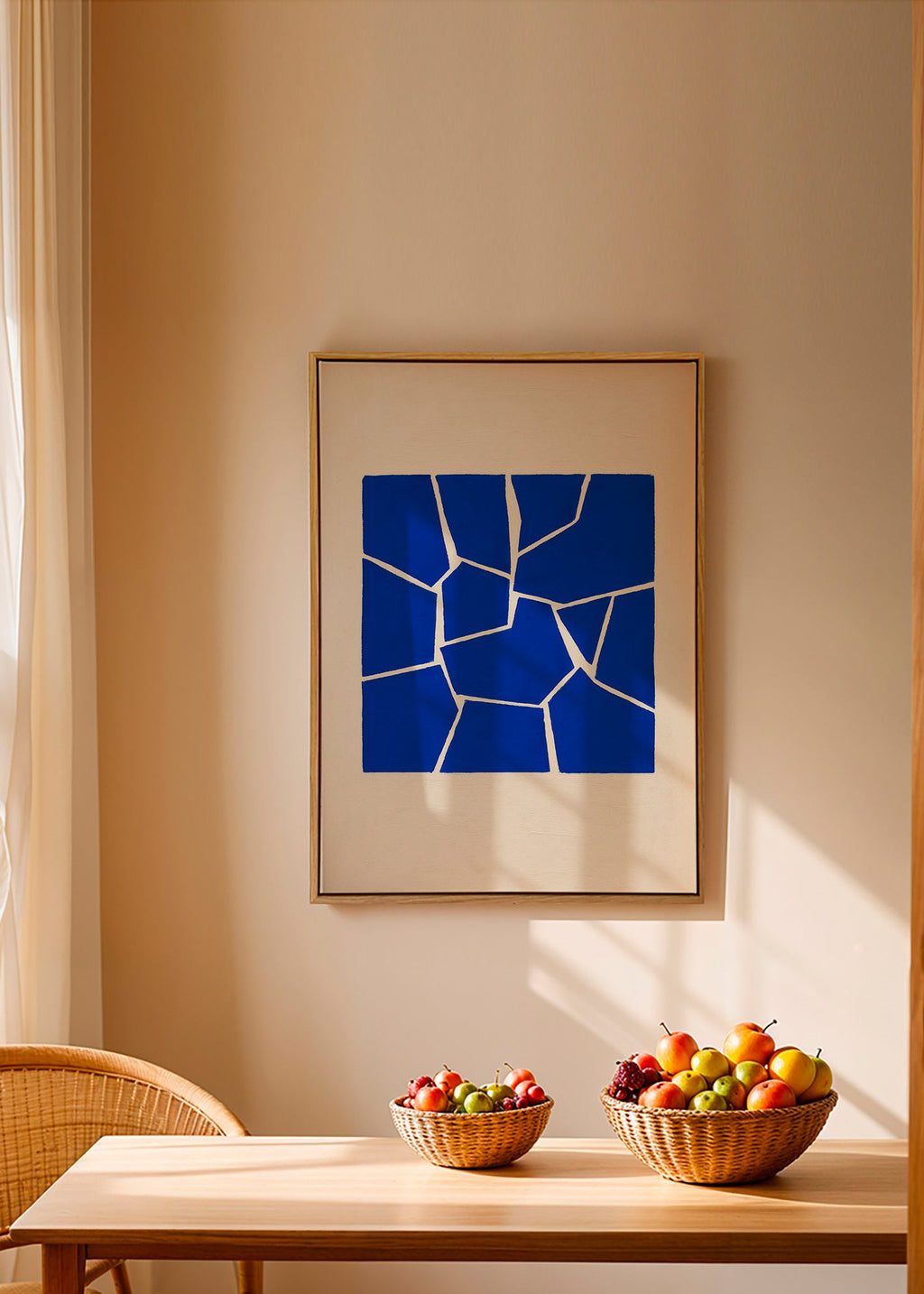 Cuadro abstracto azul con fragmentos geométricos – Canvas1