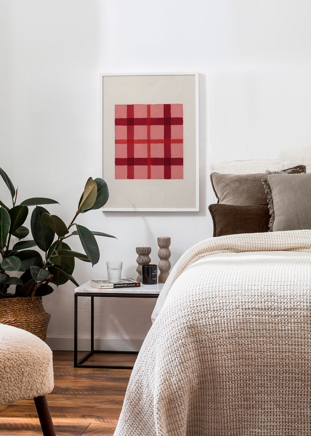 Cuadro geométrico tartán rosa pintado – Product3