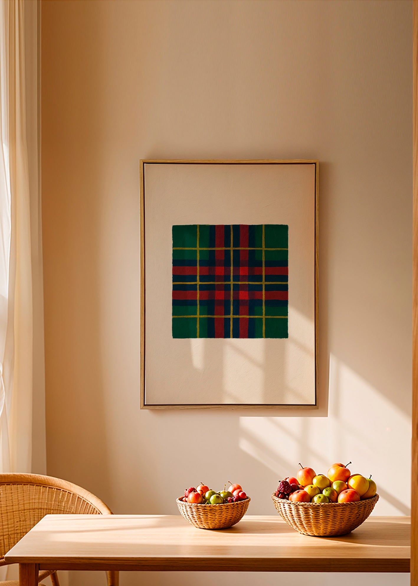 Cuadro geométrico con trama tartán pintada a mano – Canvas1