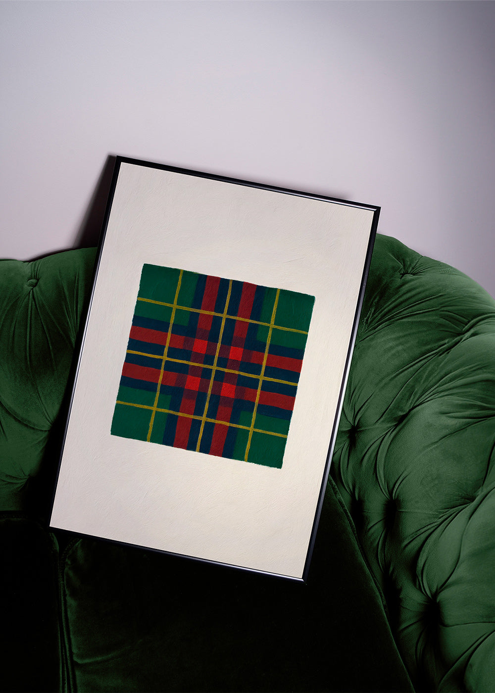 Cuadro geométrico con trama tartán pintada a mano – Product1