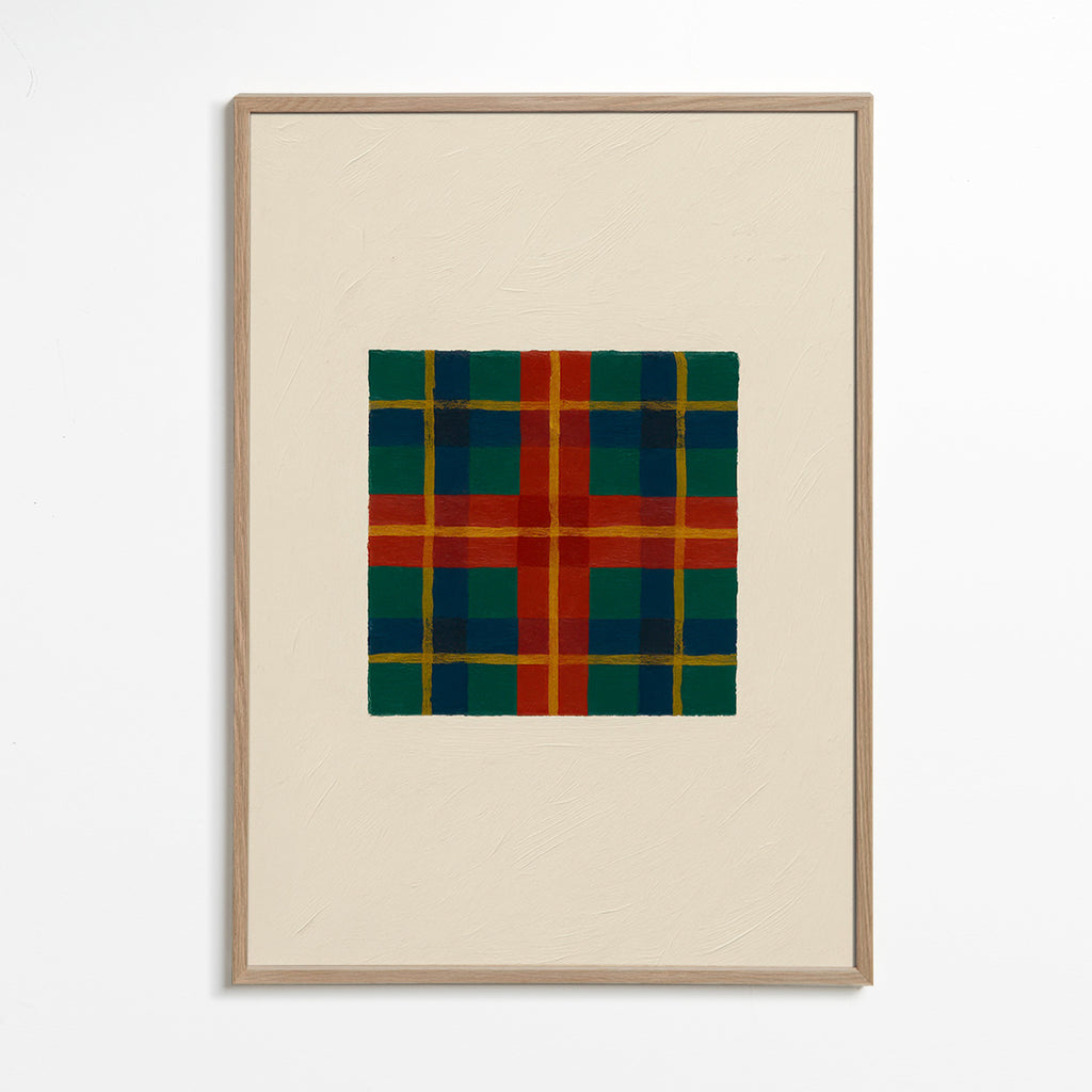 Cuadro geométrico tartán pintado – Oak Frame