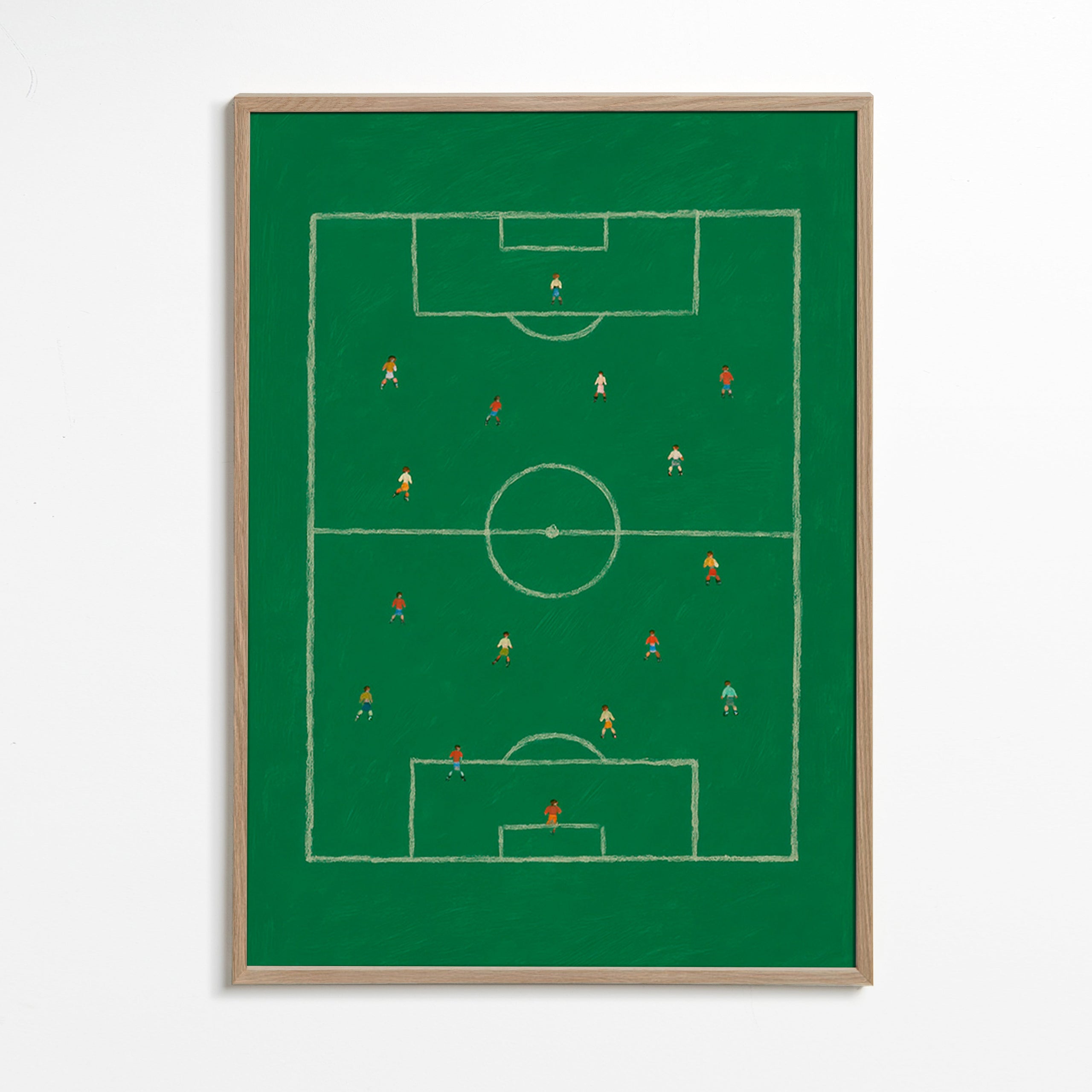 Cuadro deportivo: campo de fútbol ilustrado – Oak Frame