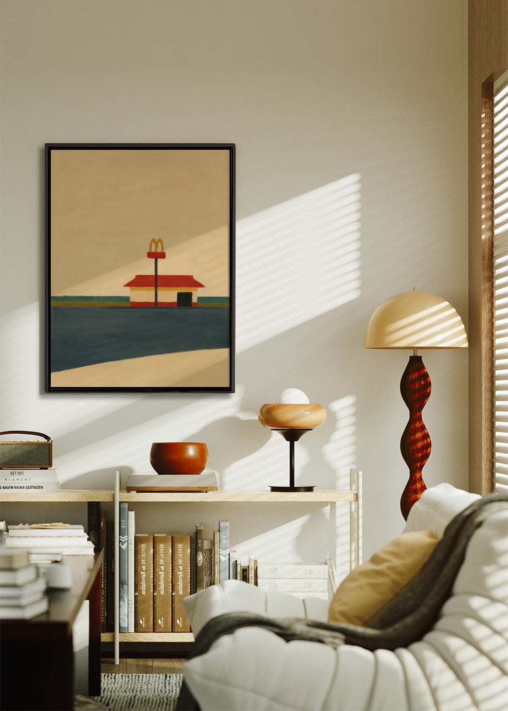 Golden Arches Horizon - Framed canvas in an interior