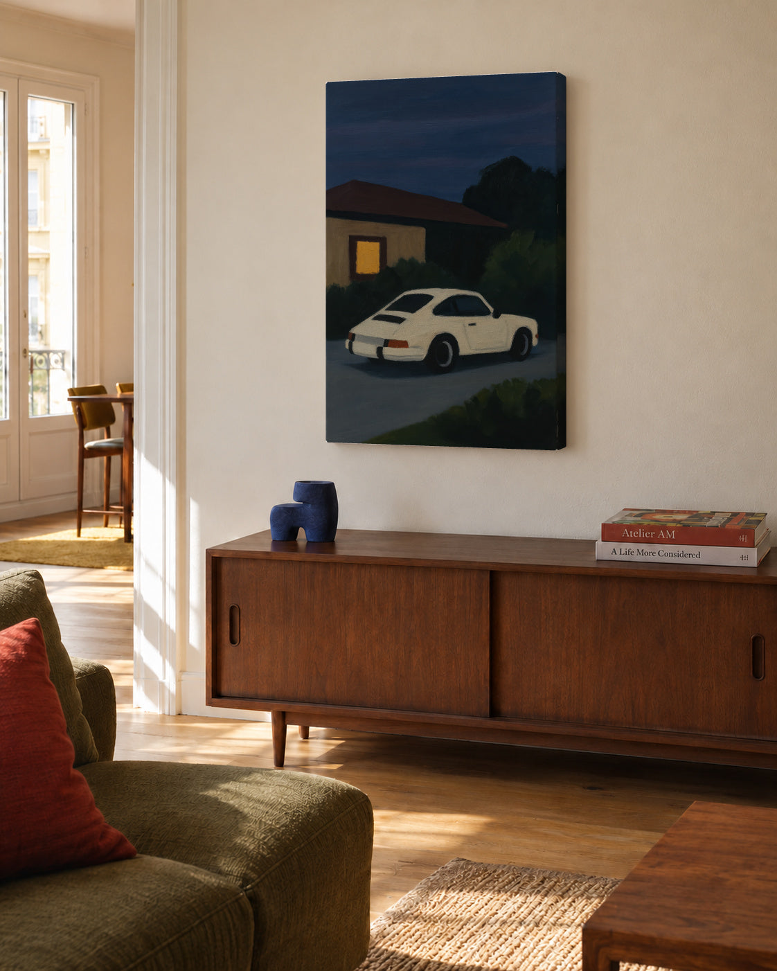 Night Drive - Unframed canvas in an interior