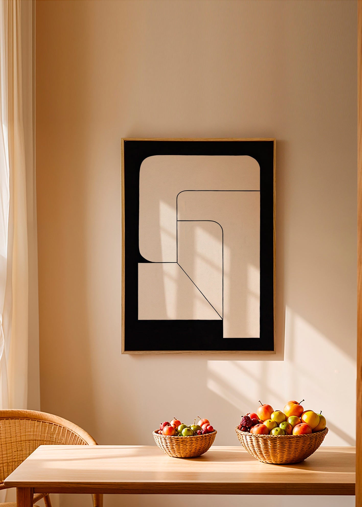 Cuadro geométrico minimalista crema y negro – Canvas2