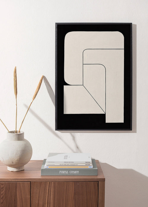 Cuadro geométrico minimalista crema y negro – Product1