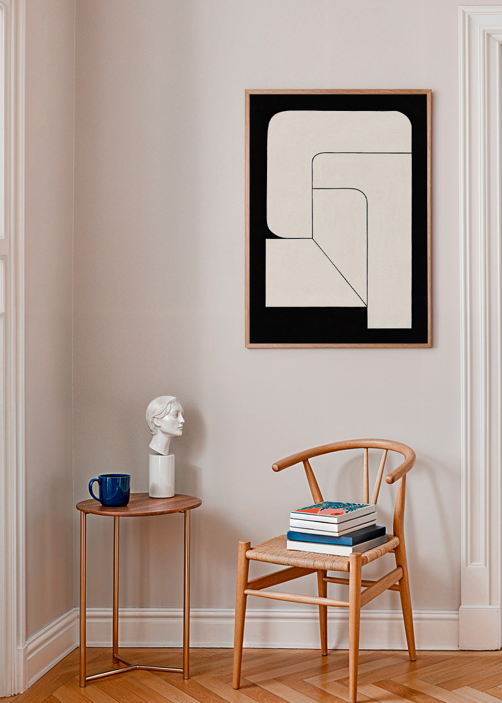 Cuadro geométrico minimalista crema y negro – Product3