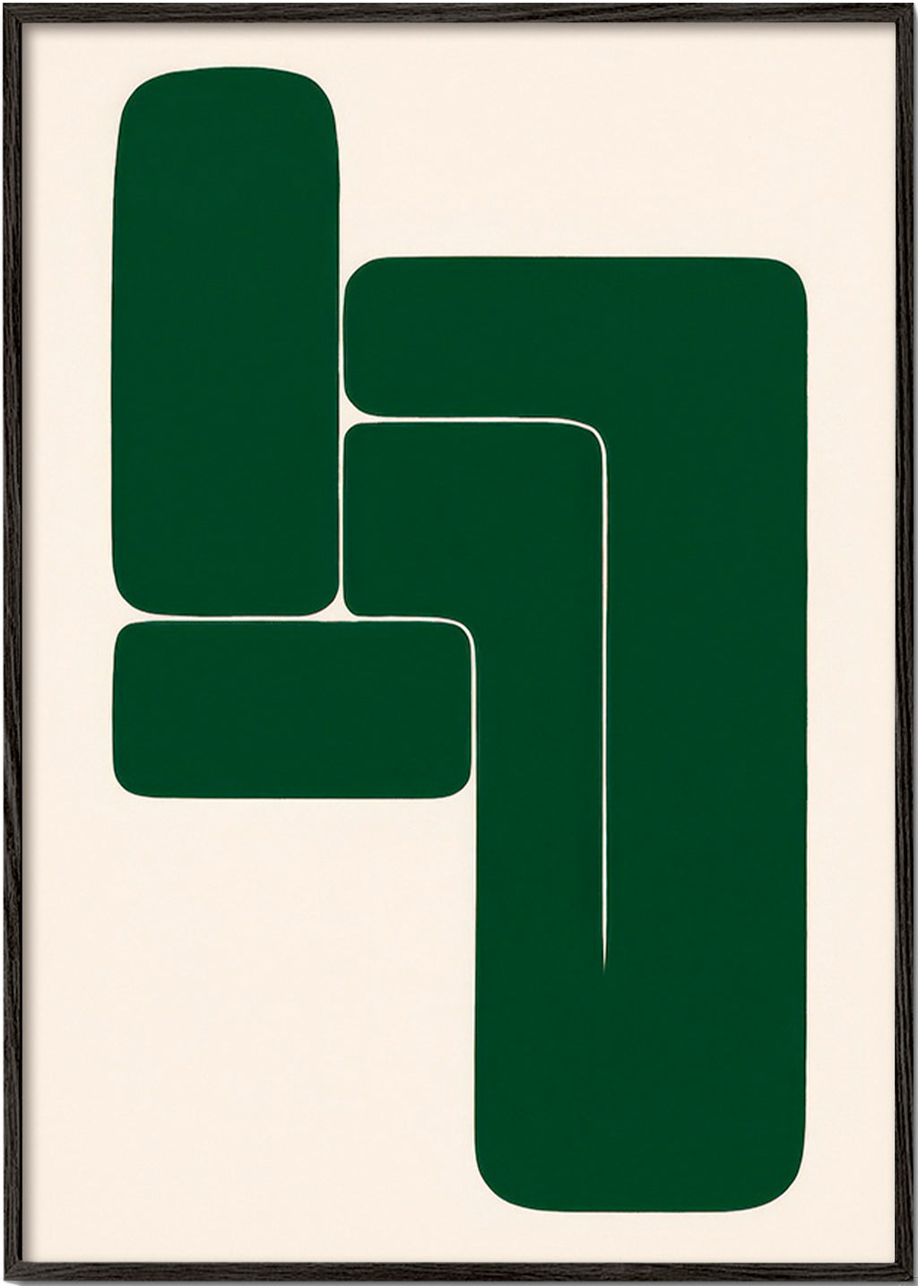 Cuadro geométrico verde con formas en L – Black Frame