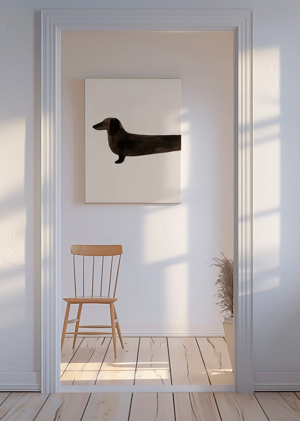 Cuadro salchicha alargada minimalista – Canvas