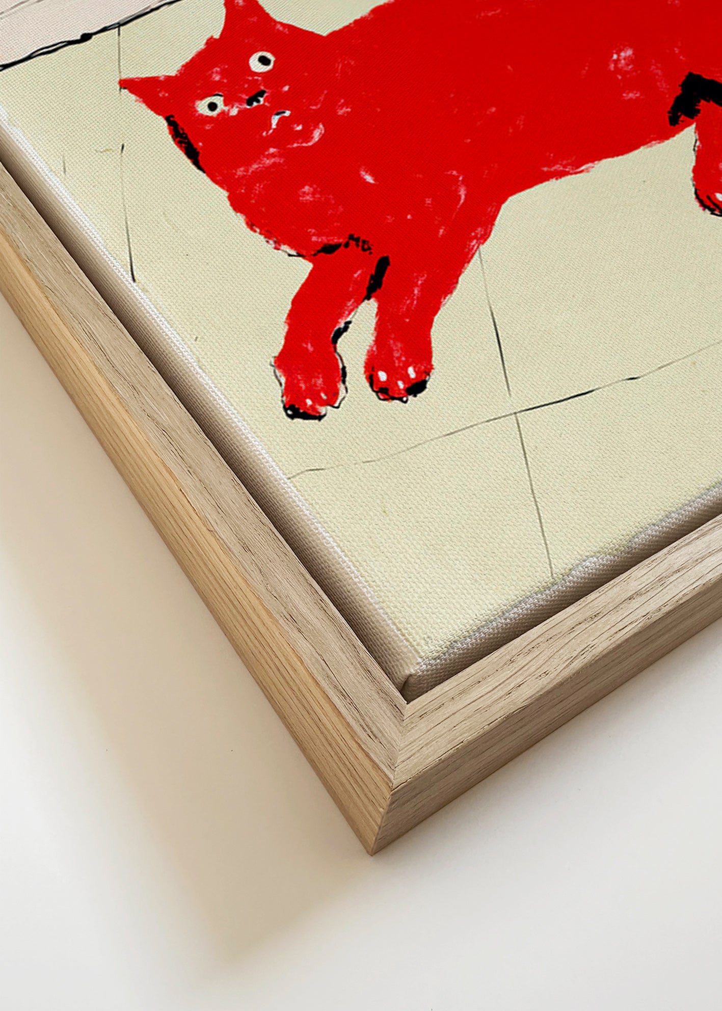 Cuadro gato rojo tumbado – Canvas detail