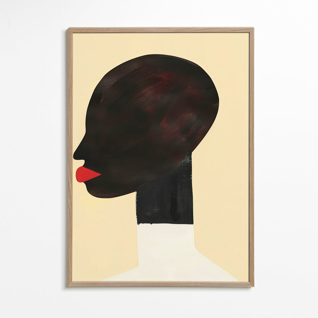 Ilustración de perfil con labios rojos – Oak Frame
