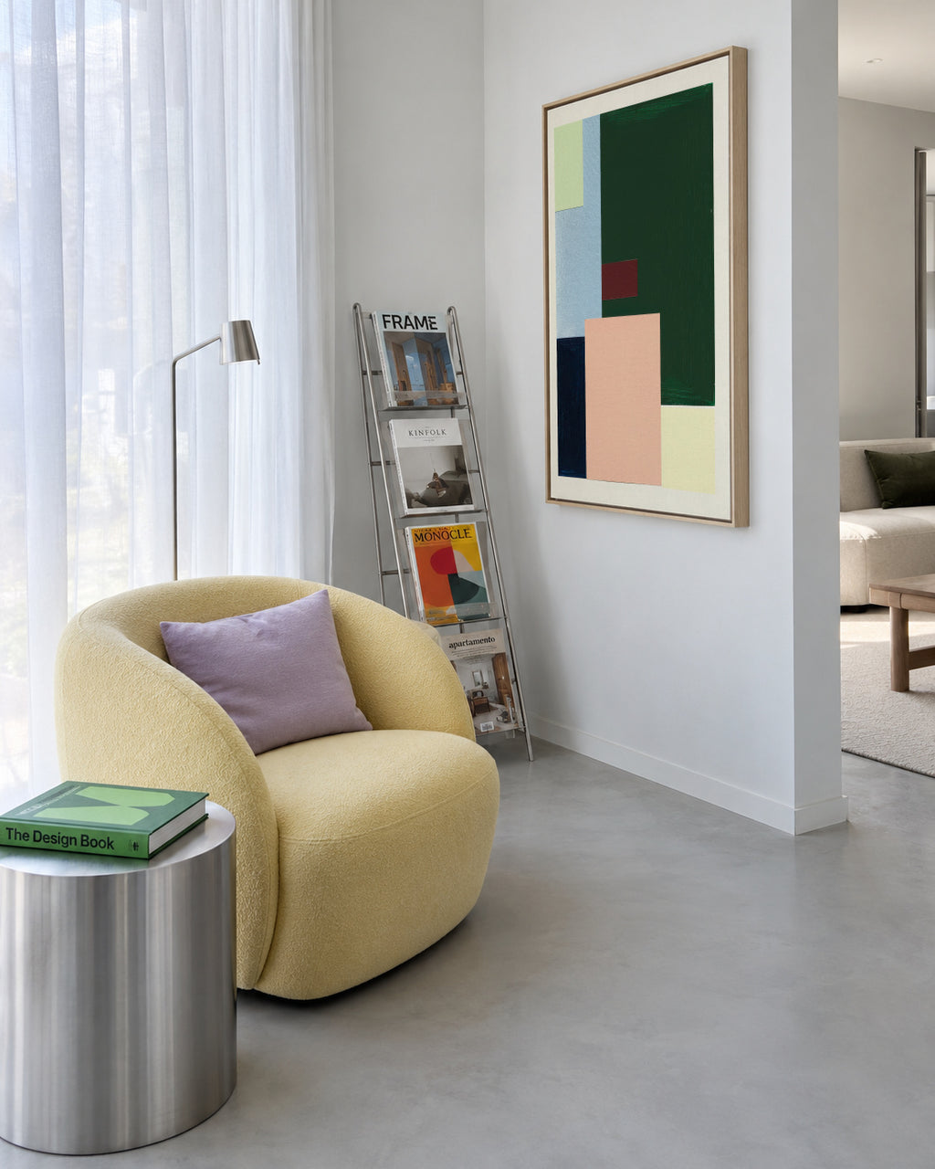 Pastel Construction I - Framed canvas in an interior