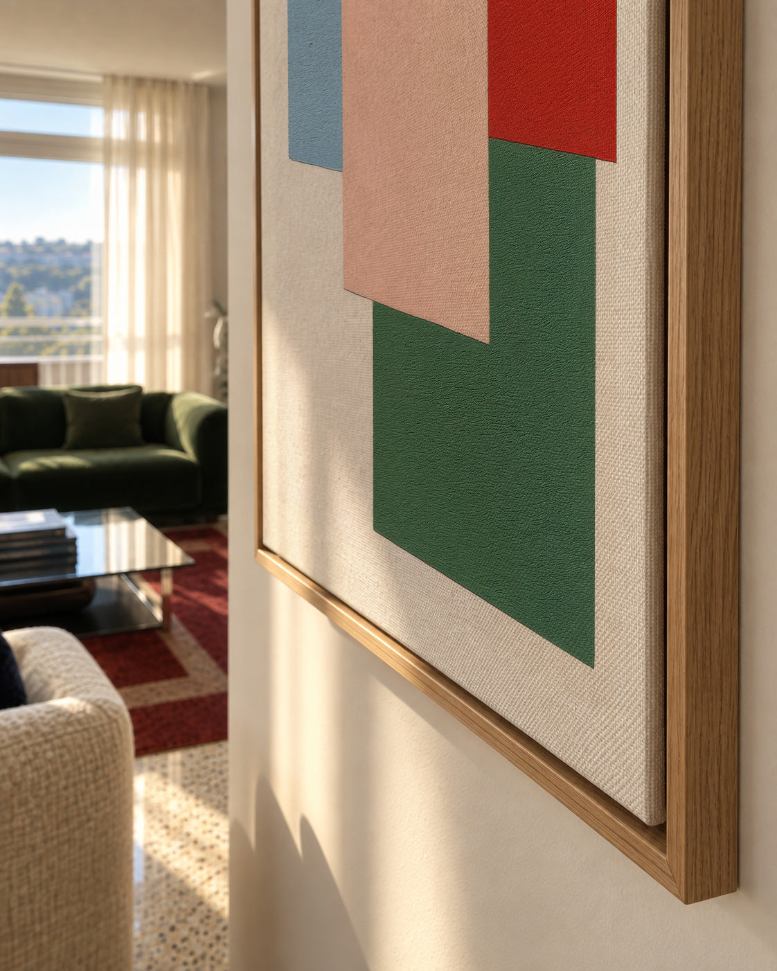 Pastel Construction IV - Framed canvas detail