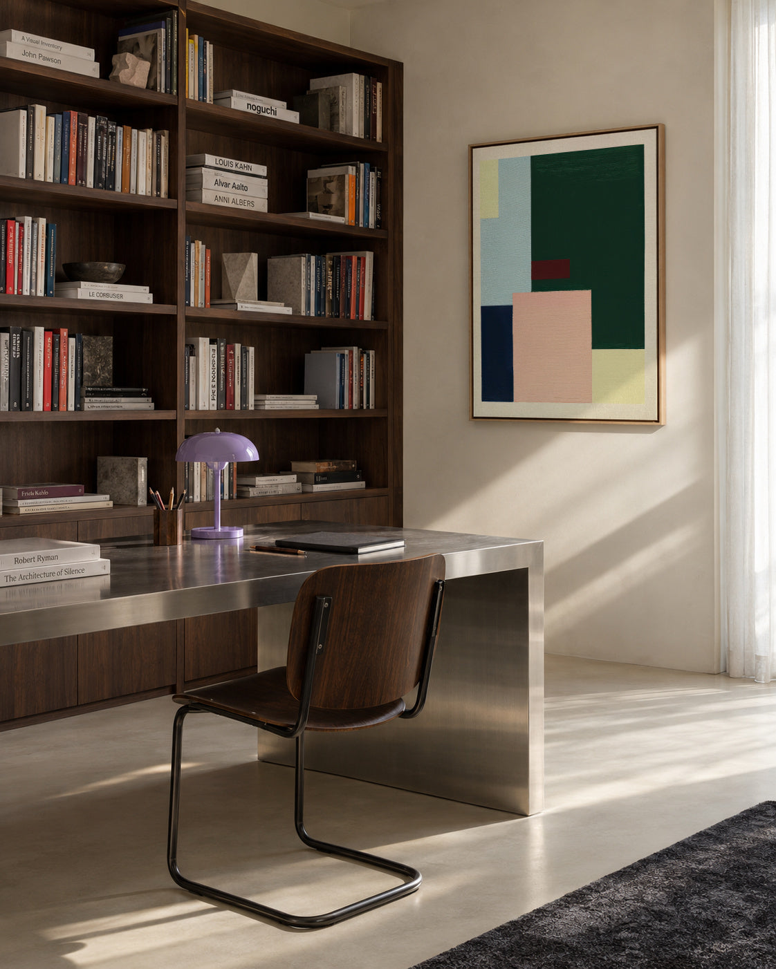 Pastel Construction VI - Framed canvas in an interior
