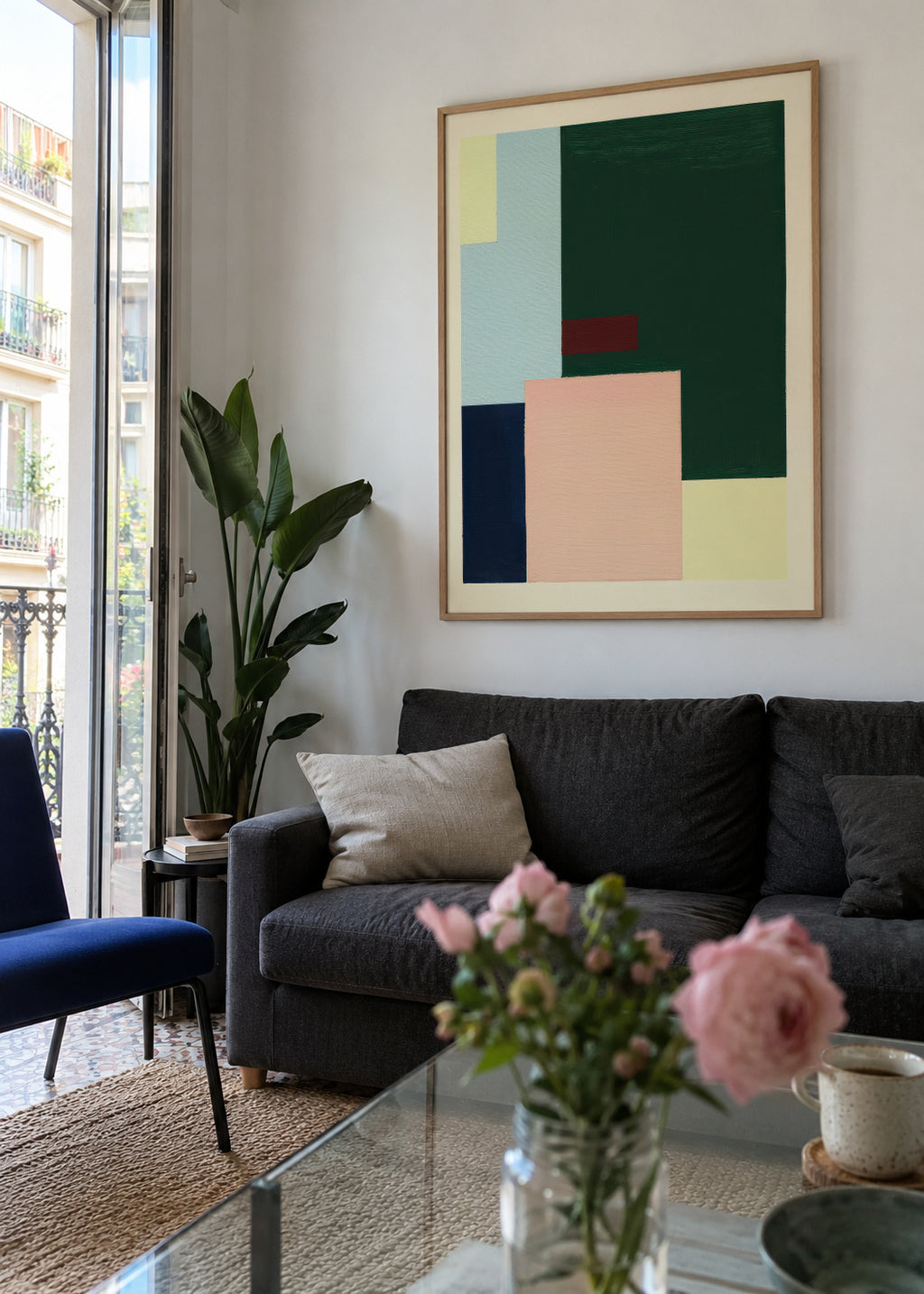 Pastel Construction VI - Framed poster in an interior