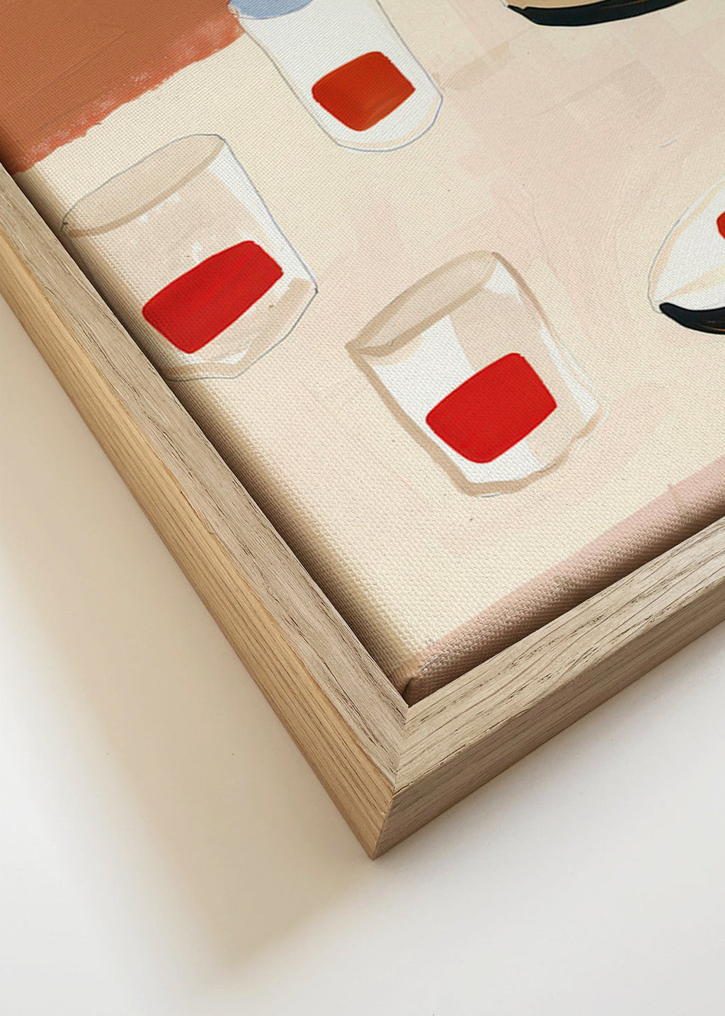 Cuadro de cocina con vasos y platos – Canvas detail