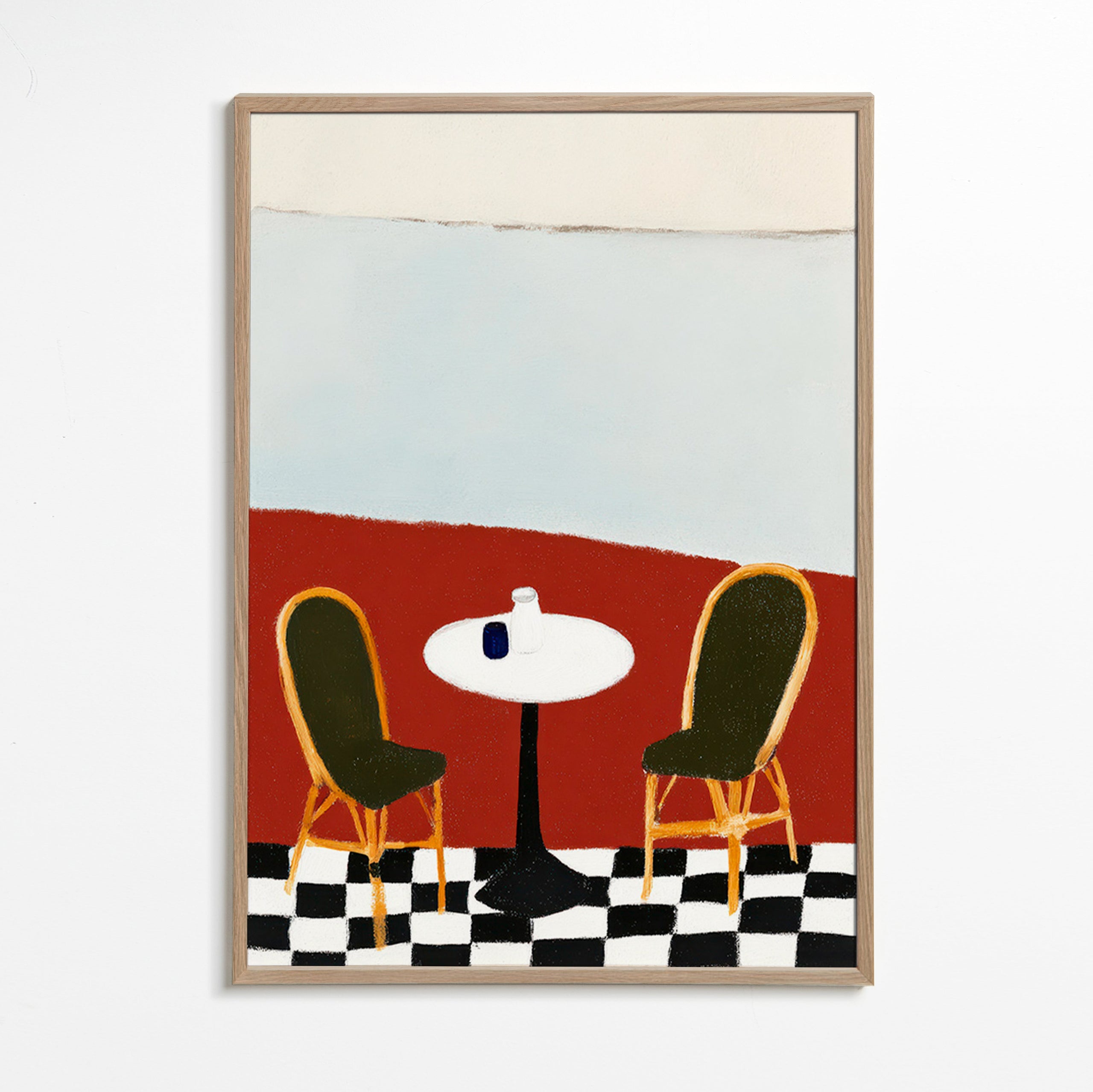 Cuadro de cocina con terraza y mesa redonda – Oak Frame