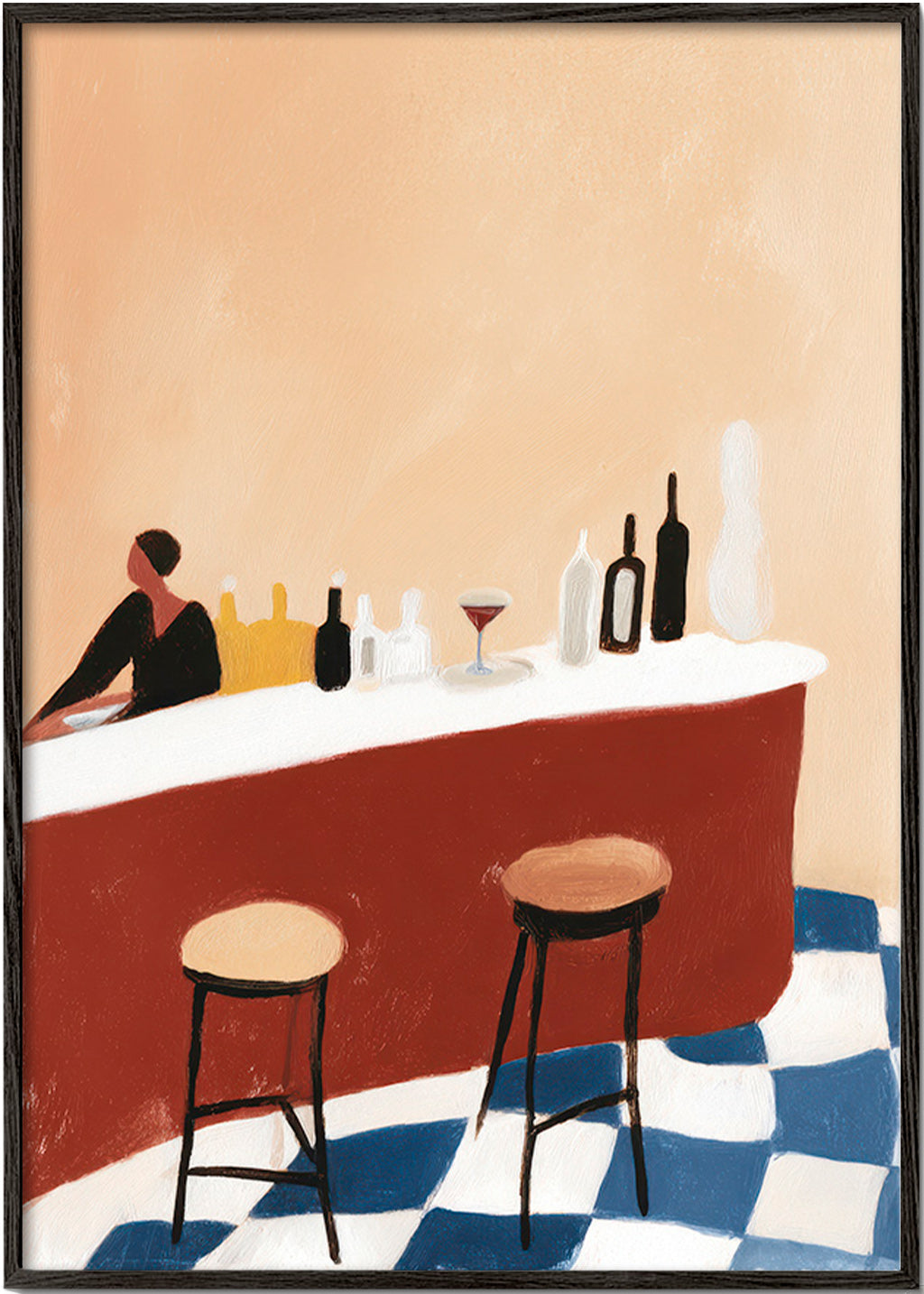 Cuadro de cocina con barra y copas – Black Frame