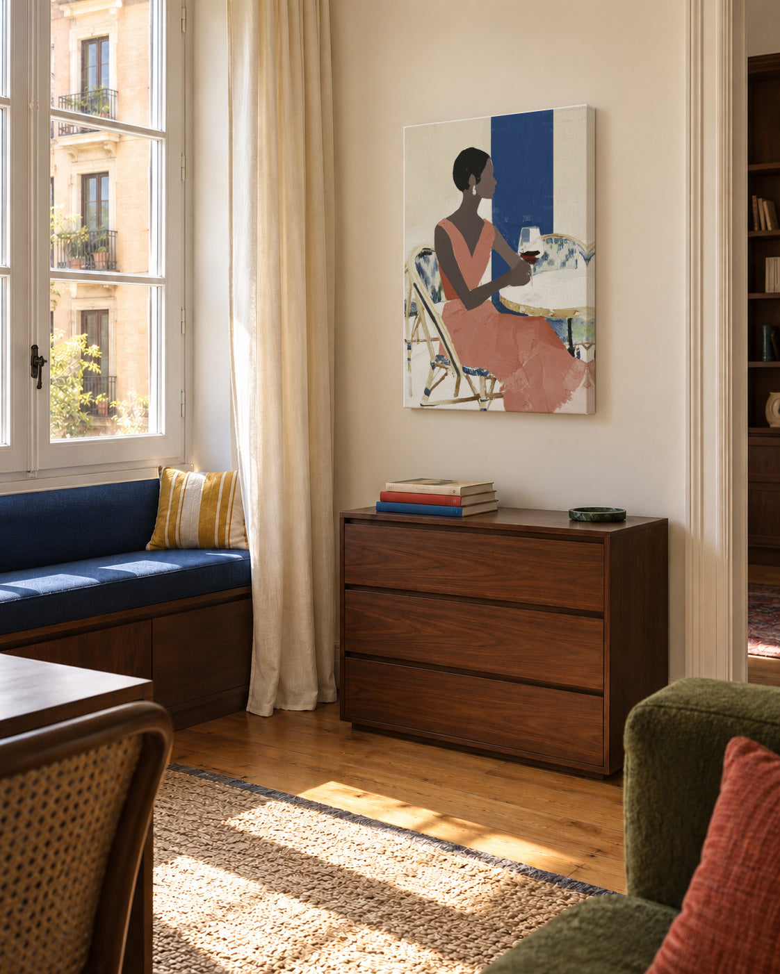 Terrace Rose - Unframed canvas in an interior