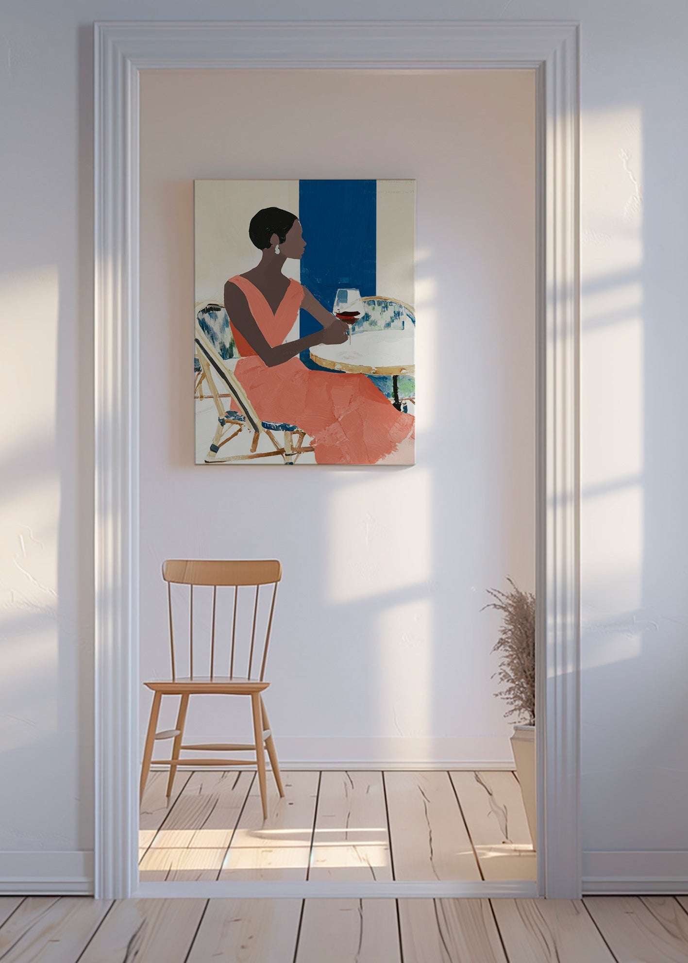 Cuadro de cocina con figura femenina y copa coral – Canvas