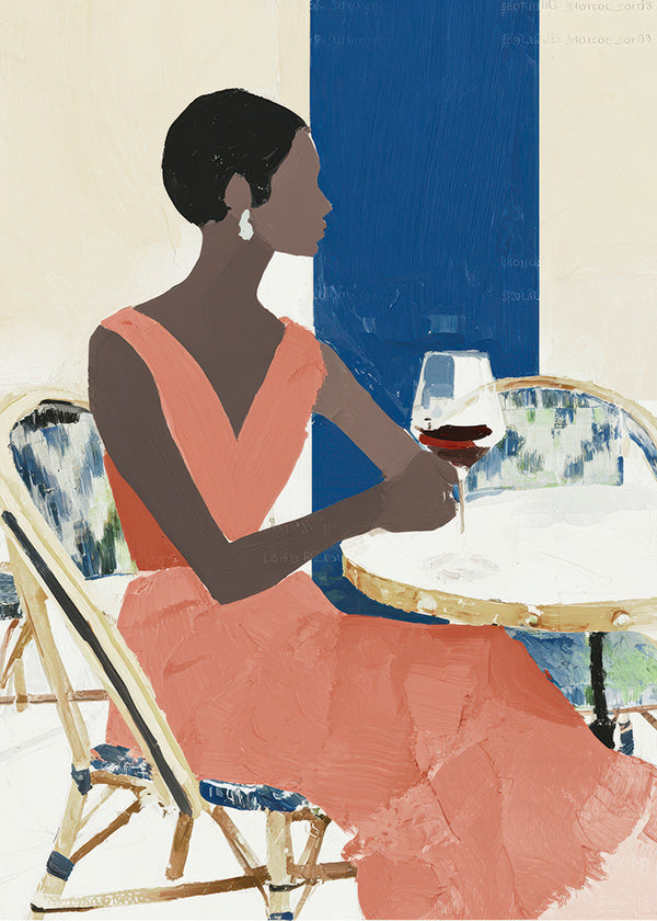 Cuadro de cocina con figura femenina y copa coral