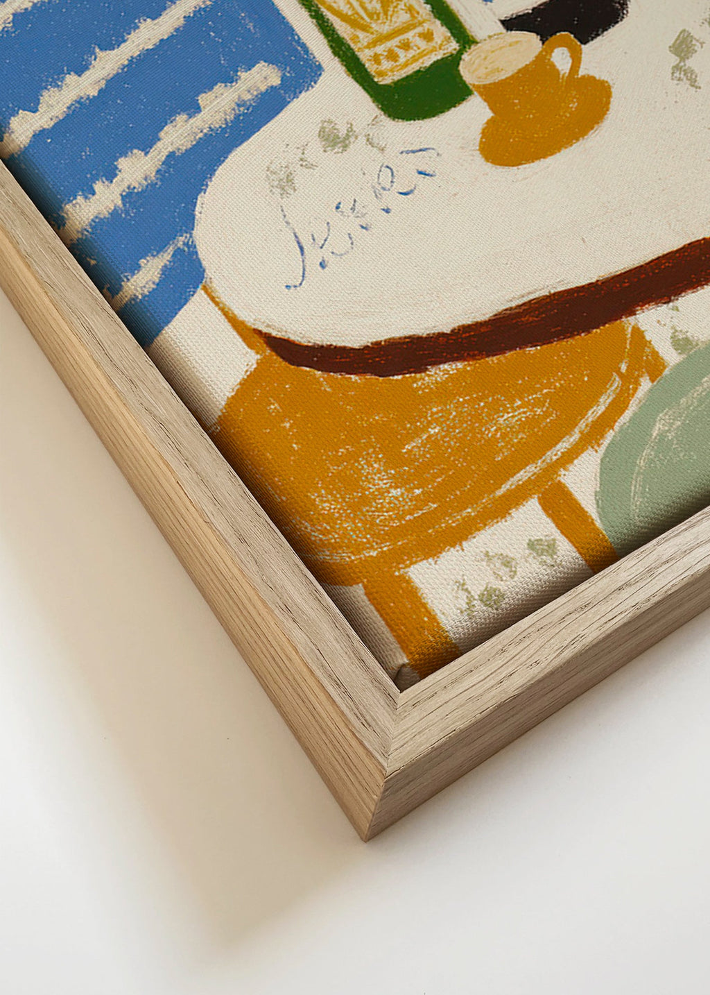 Cuadro de cocina con botellas y taza bistró – Canvas detail