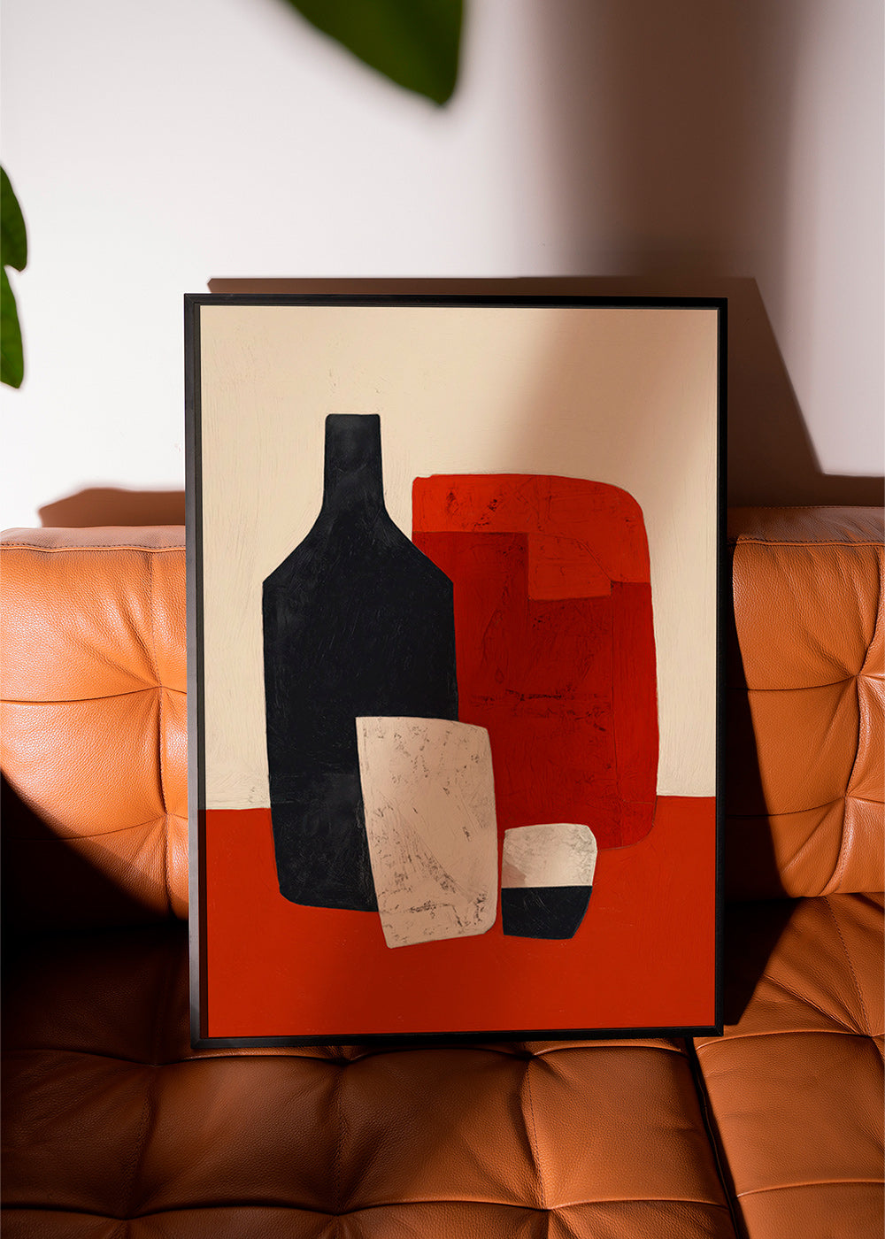 Cuadro de cocina geométrico con botella y copas – Product1