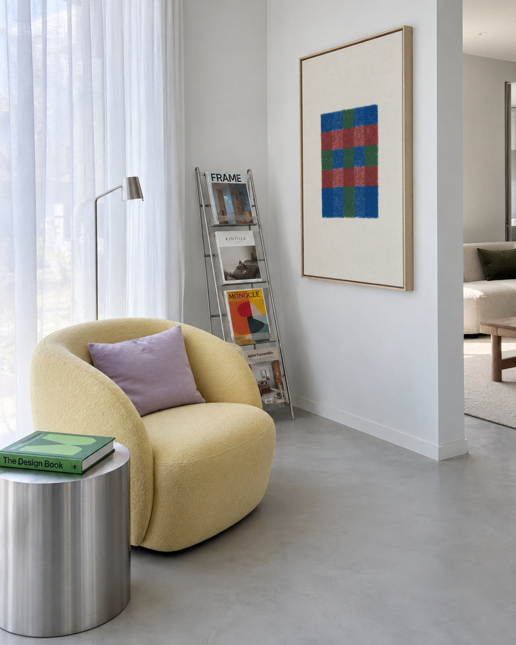 Multi-Color Plaid - Framed canvas in an interior
