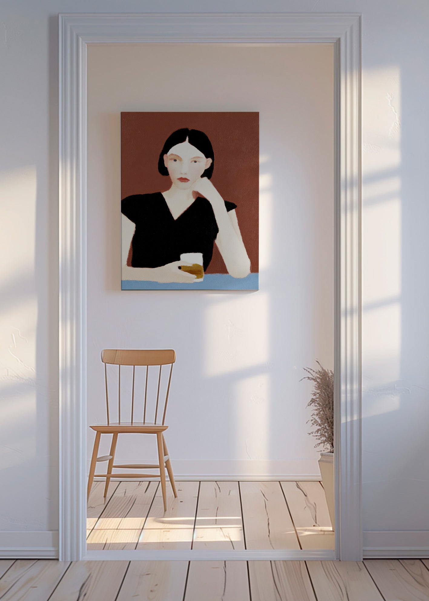 Cuadro de cocina con retrato y copa – Canvas