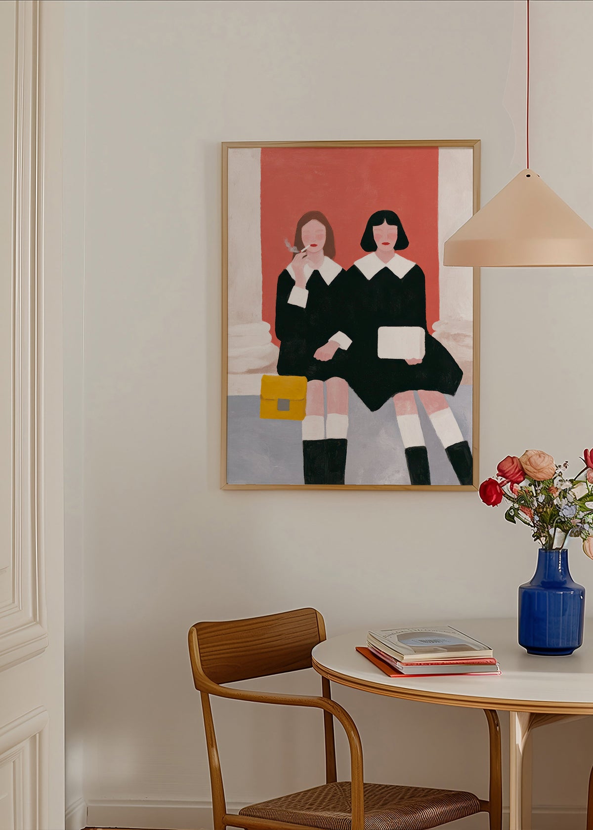 Ilustración de dos figuras sentadas estilo retro – Product1