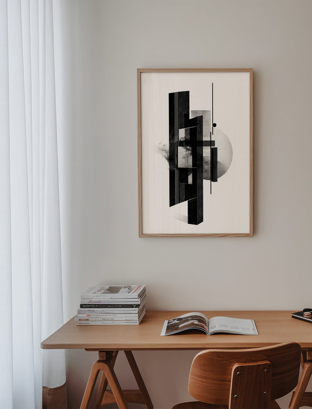 Cuadro en blanco y negro con monolitos geométricos – Product3