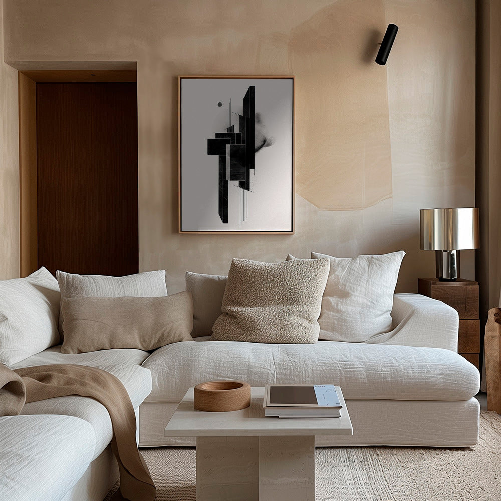 Cuadro geométrico monolito en negro – Canvas2