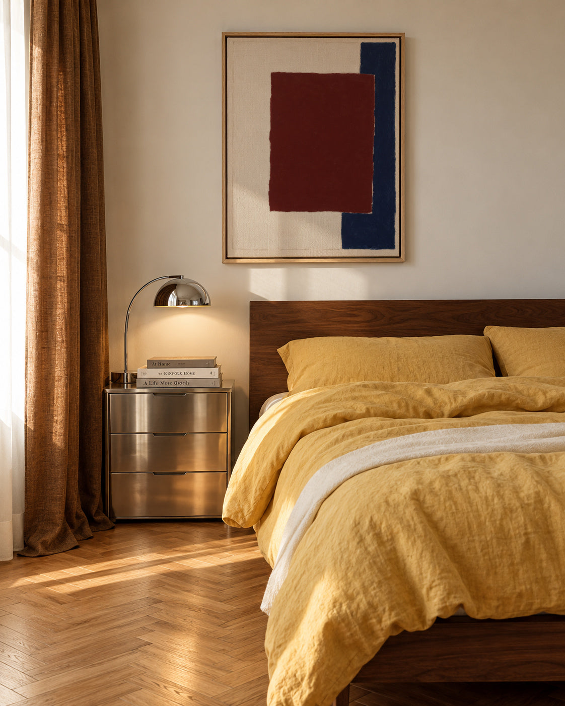 Burgundy Corner III - Framed canvas in an interior