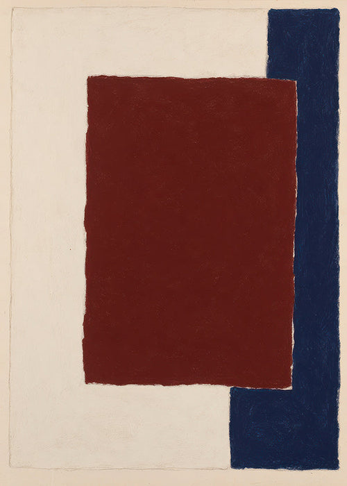 Cuadro abstracto con rectángulo borgoña