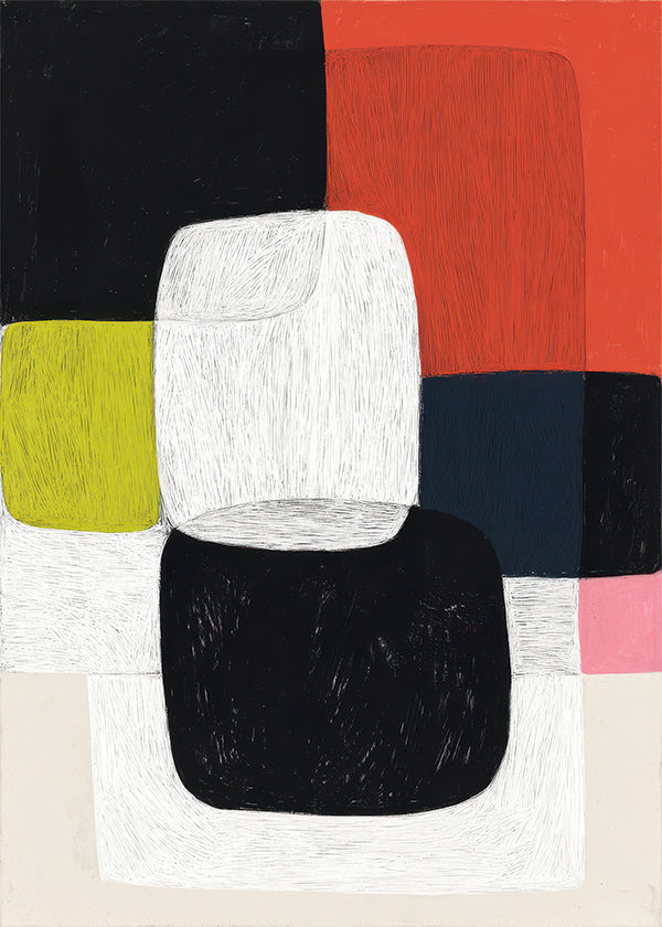 Cuadro geométrico de bloques y textura lineal