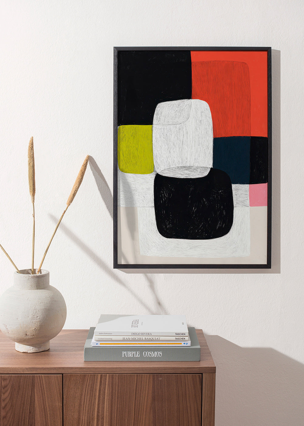 Cuadro geométrico de bloques y textura lineal – Product1